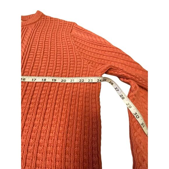 J Crew Cotton Cable Knit Crewneck Fisherman Sweater in Heather Pink Size XL - Picture 14 of 16